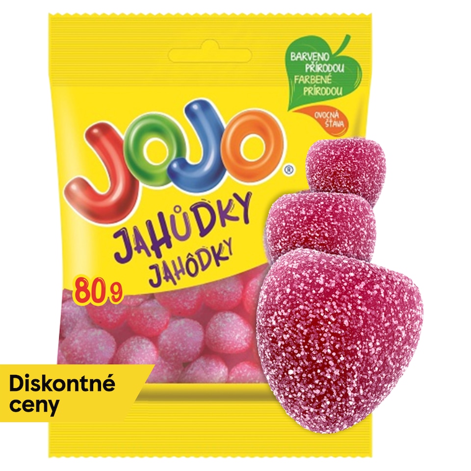 JOJO Strawberries Jelly Candies with Strawberry Flavor 80 g
