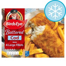 Birds Eye 4 Large Cod Fillets Battered 480G