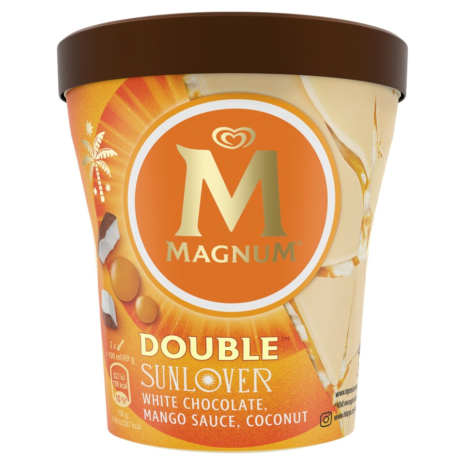 Magnum Coconut Flavored Milk Ice Cream with Mango and Passion Fruit Sauce 440 ml