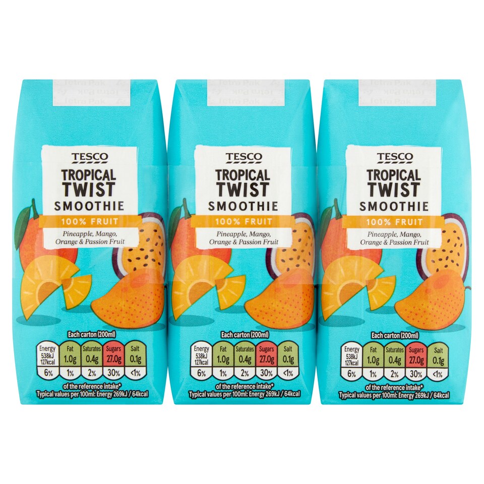 Tesco Tropical Twist Smoothie 3X200ml