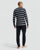 image 3 of F&F Pure Cotton Stripe Print Henley Top and Joggers Pyjamas in Navy
