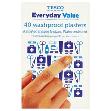 Tesco Every Day Value Washproof Plasters 40S