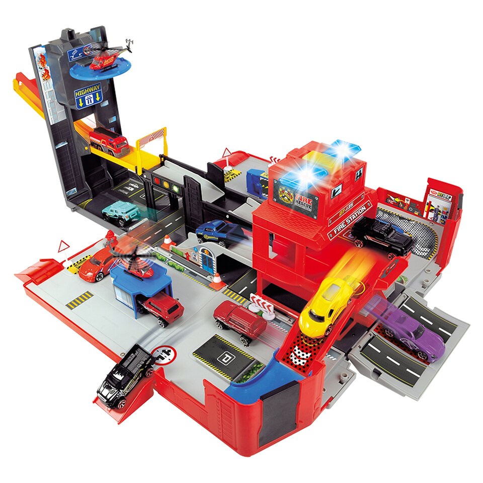 Dickie Toys Light & Sound kinyitható tűzoltó autó játékszett