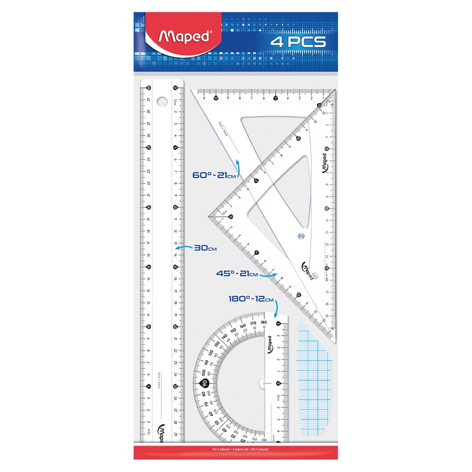 Maped Starts Large, Plastic Ruler Set 4 pcs