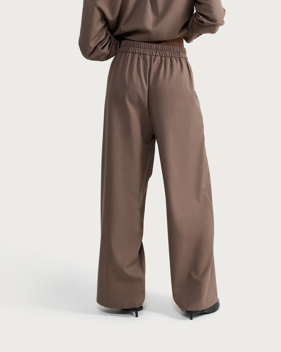 image 1 of F&F Wide Leg Pleated Trousers in Brown