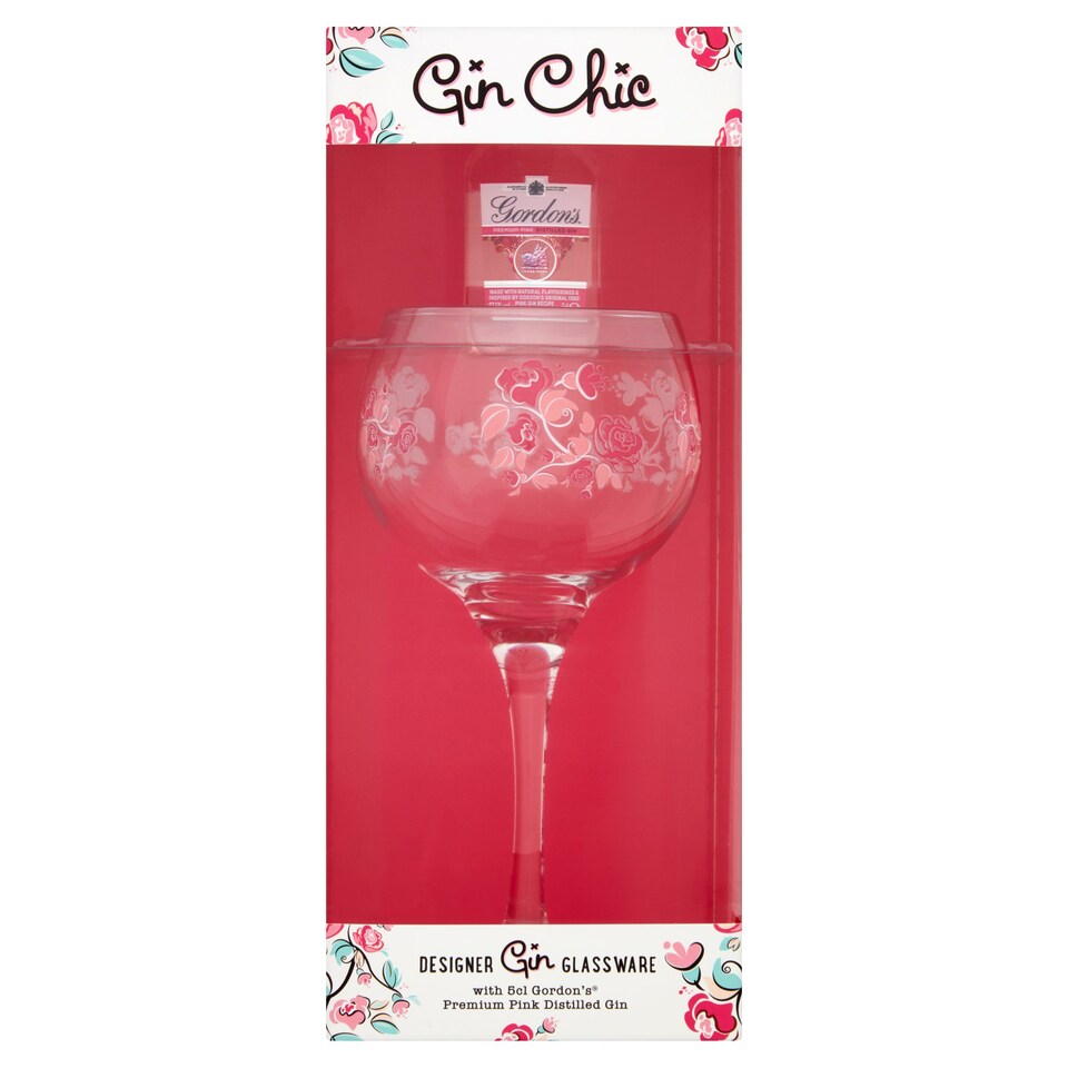 Gin Chic Designer Glass & Gordon's Pink Gin Gift Set 38 Vol 5Cl
