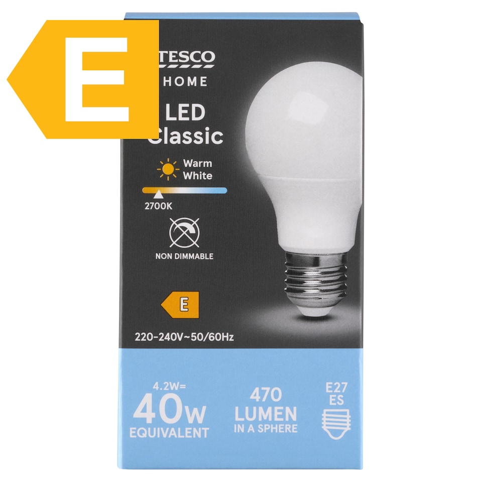 Tesco Home E27 470 lm 40 W 2700K LED klasszik izzó  1. kép