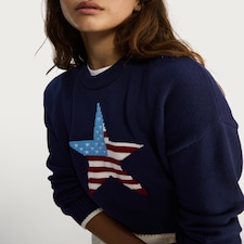 OH ME OH MY Cotton Rich Flag Star Print Jumper in Navy