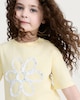 image 1 of F&F Girls 2-Piece Pure Cotton Flower T-Shirt and Cycling Shorts in Yellow