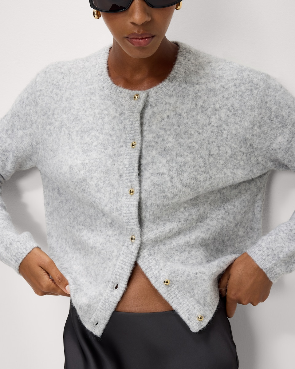 image 1 of F&F Crew Neck Cardigan in Grey