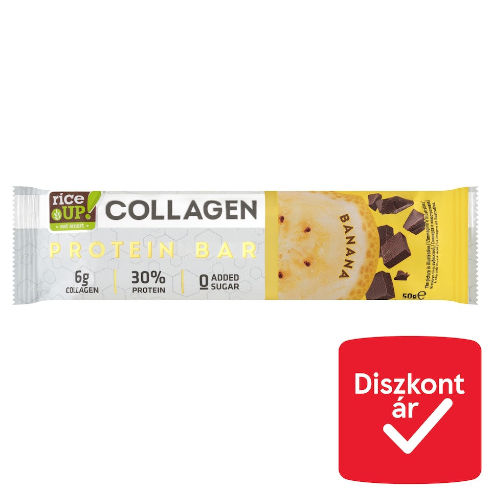RiceUp! kollagénes fehérje szelet banán ízesítéssel hozzáadott cukor nélkül 50 g  1. kép