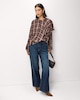 image 3 of F&F Checked Cape Detail Blouse in Burgundy