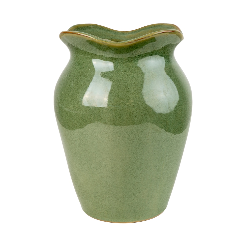 Candlelight Green Ceramic Vase