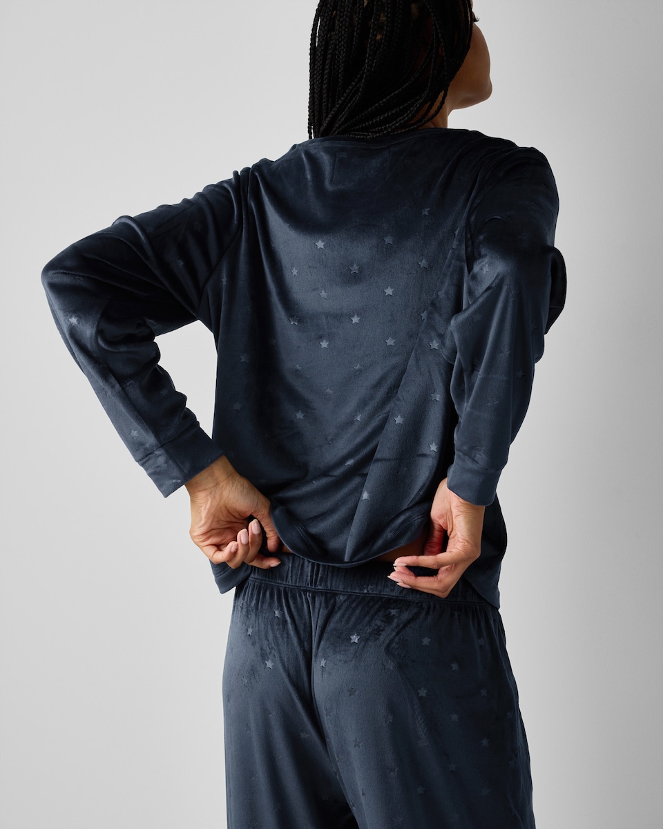 image 1 of F&F Fleece Star Pyjama Set in Navy