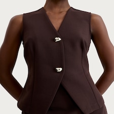 F&F Tailored Button Front Co-ord Waistcoat in Brown