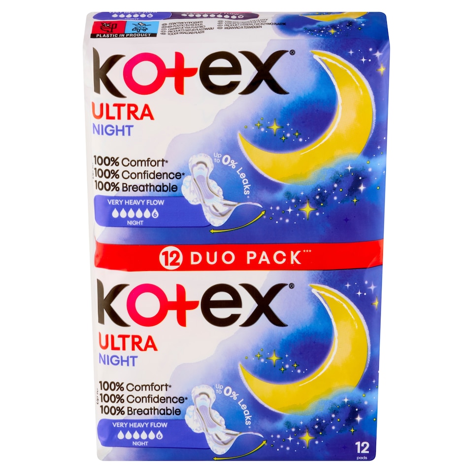 obrázok 1 z Kotex Ultra Night dámské hygienické vložky 12 ks