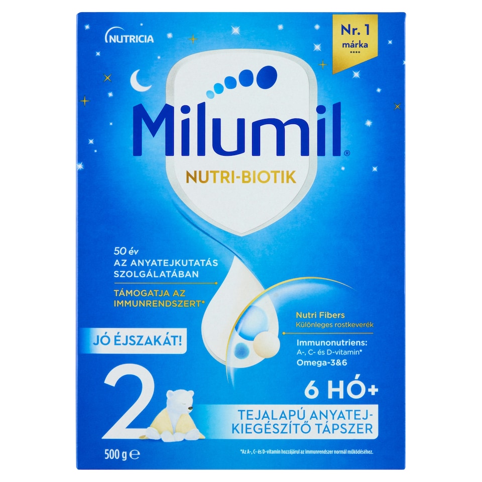 Milumil 2 Jó éjszakát tejalapú anyatej-kiegészítő tápszer 6-12 hó között 500 g  1. kép