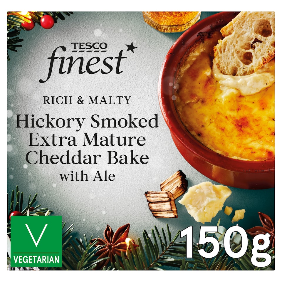 Tesco Finest Hickory Smoked Extra Mature Cheddar Bake With Ale 150G