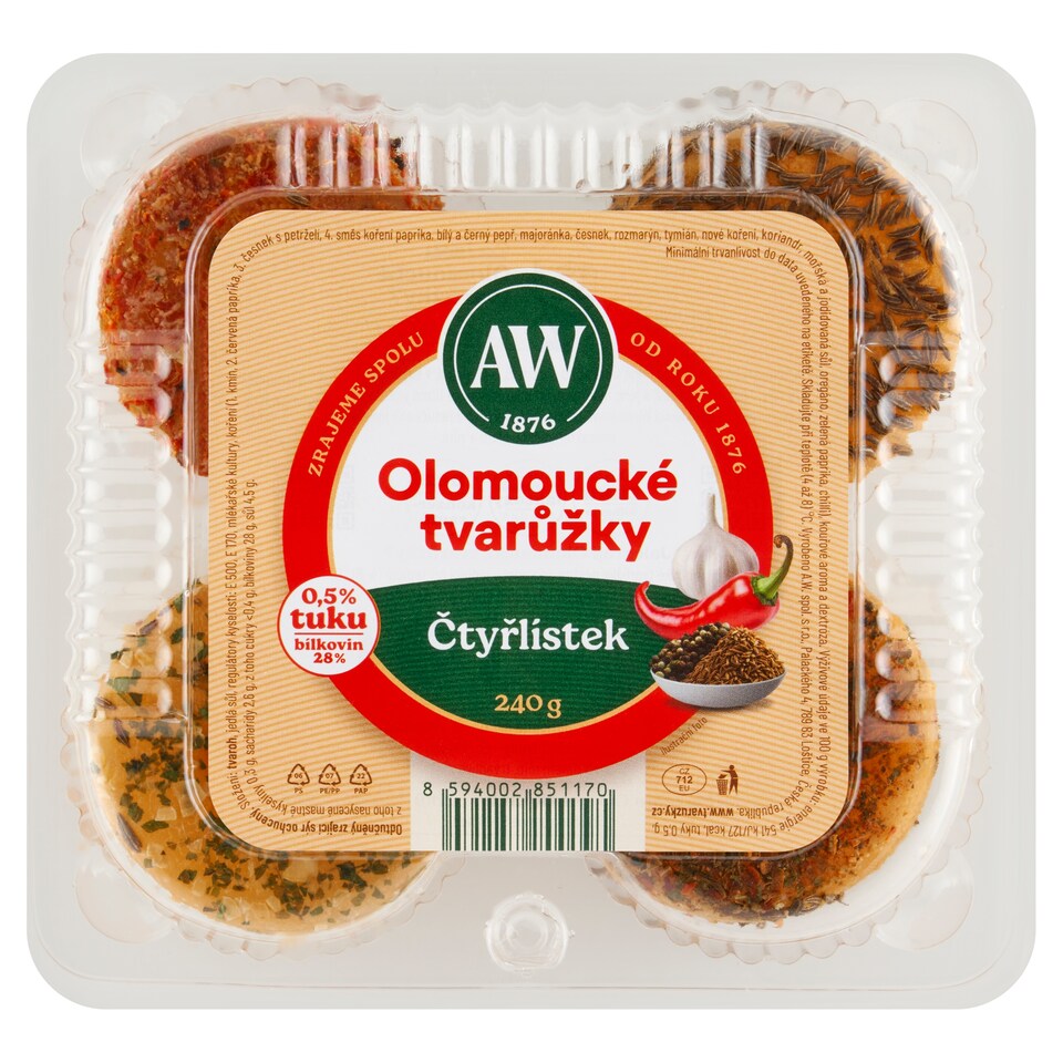 Obrázek 1 pro produkt A.W. Olomoucké tvarůžky čtyřlístek 240g