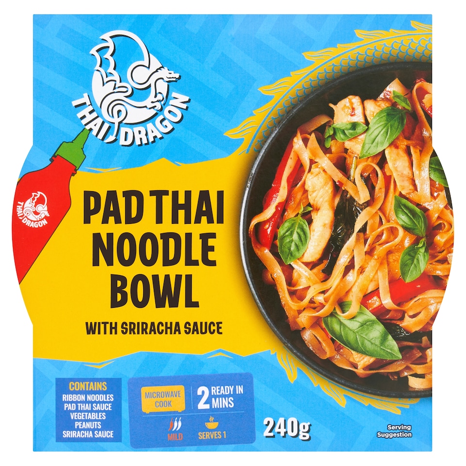 Thai Dragon Pad Thai Noodle Bowl with Sriracha Sauce 240g