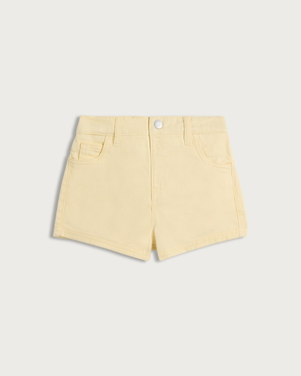 image 1 of F&F Girls Pure Cotton Denim Shorts in Yellow
