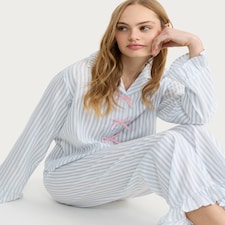F&F Stripe Print Pyjama Set in Multi Blue