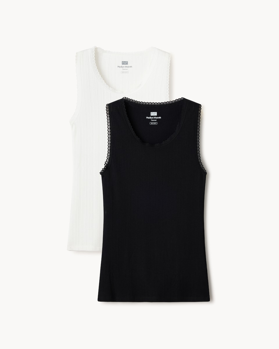 image 1 of F&F 2-Pack WARMPLUS™ Medium Warmth Thermal Vests in Multi