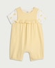 image 1 of F&F Baby 2-Piece Ribbed Dungarees and Bodysuit Set in Yellow