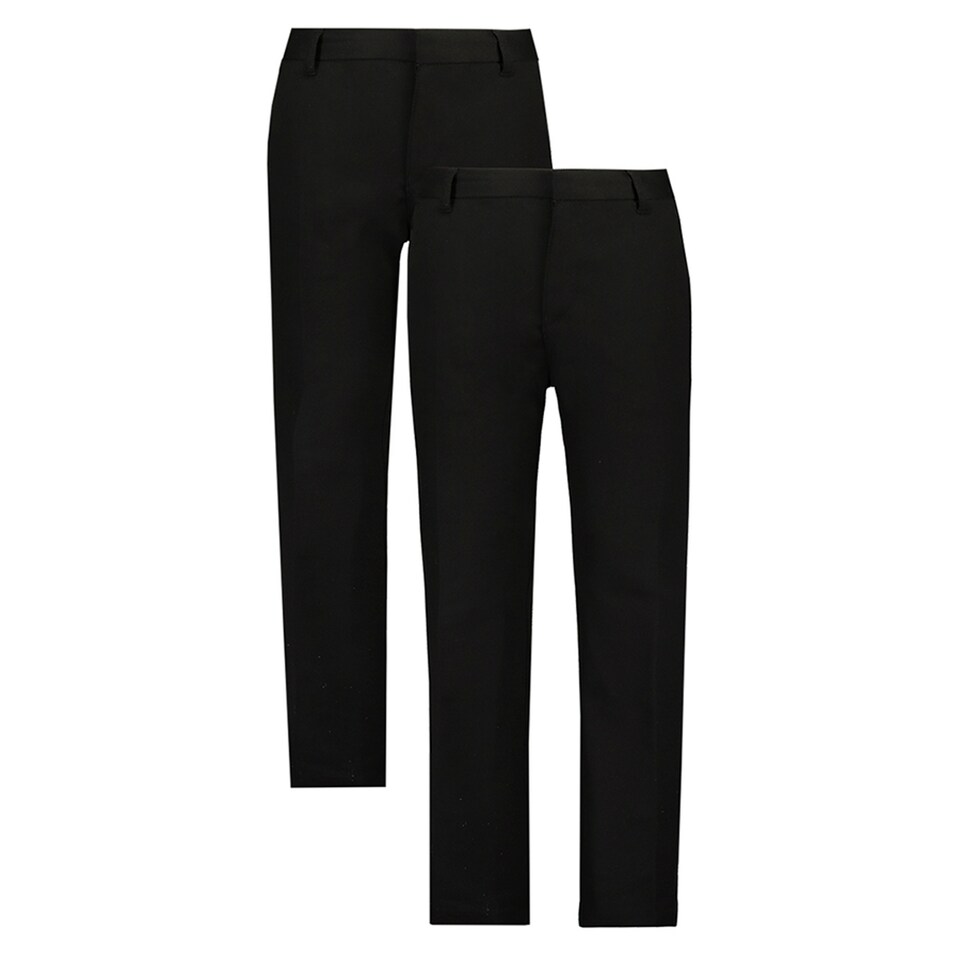 F&F School Boys 2-Pack Slim Fit Trousers in Black