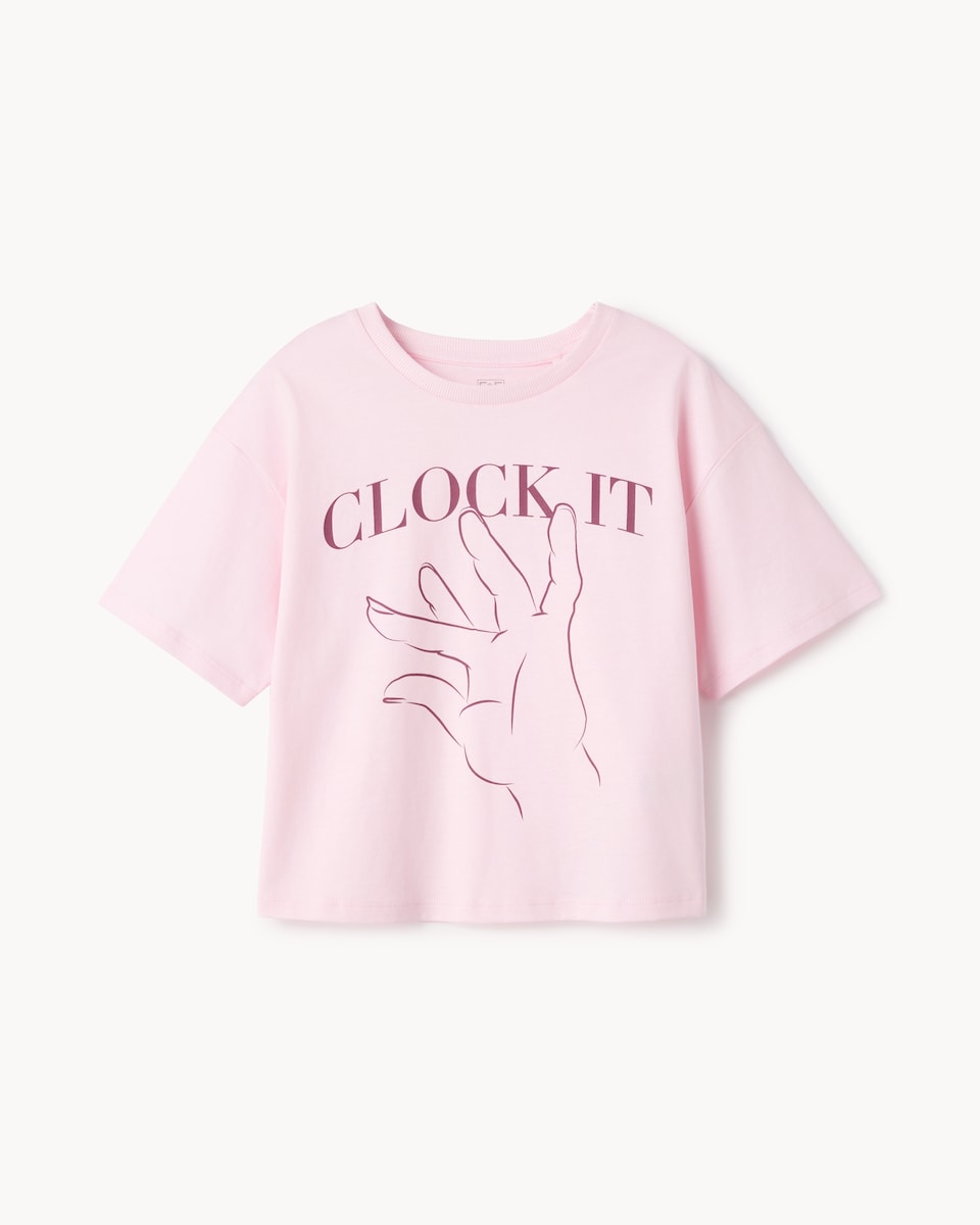 image 1 of F&F Girls Pure Cotton Slogan T-Shirt in Pink