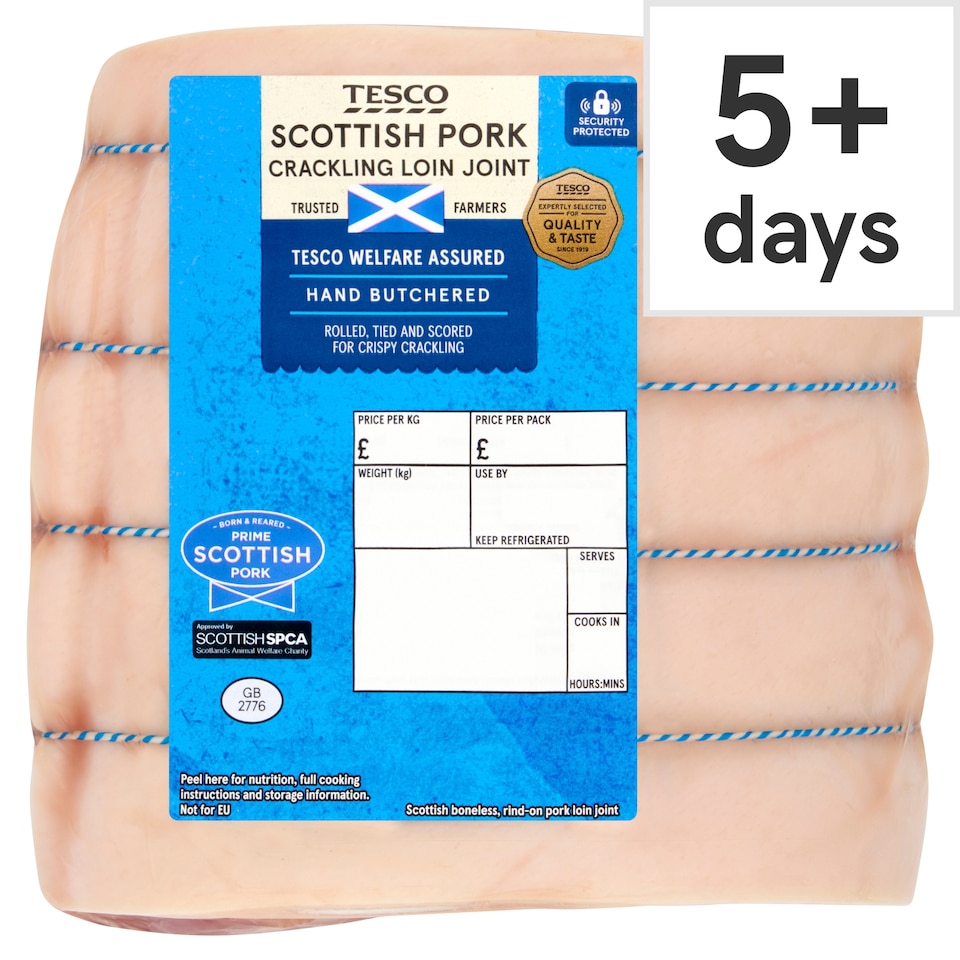 Tesco Pork Loin Crackling Joint 700g-1.3kg