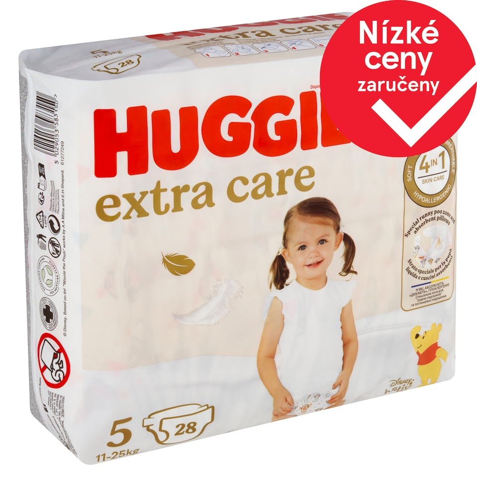 Huggies Extra Care plenky velikost 5 pro děti 11-25kg 28 ks