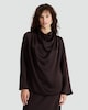 image 2 of F&F Satin Cowl Neck Blouse in Brown