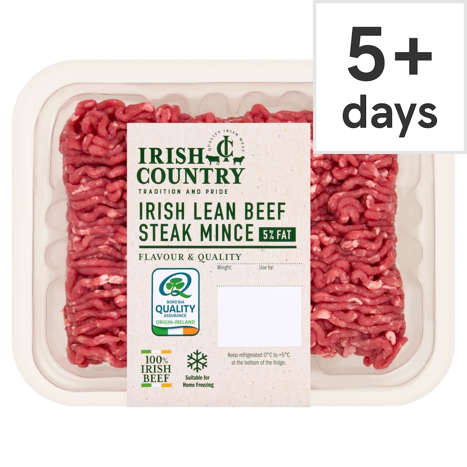 IRISH COUNTRY IRISH LEAN BEEF STEAK MINCE 5%FAT 454g