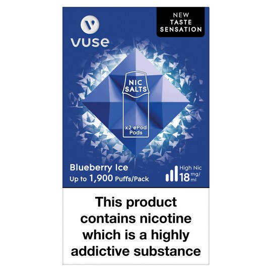 Vuse Blueberry Ice Vape Pods 2 Pack 18Mg/Ml Tesco Groceries