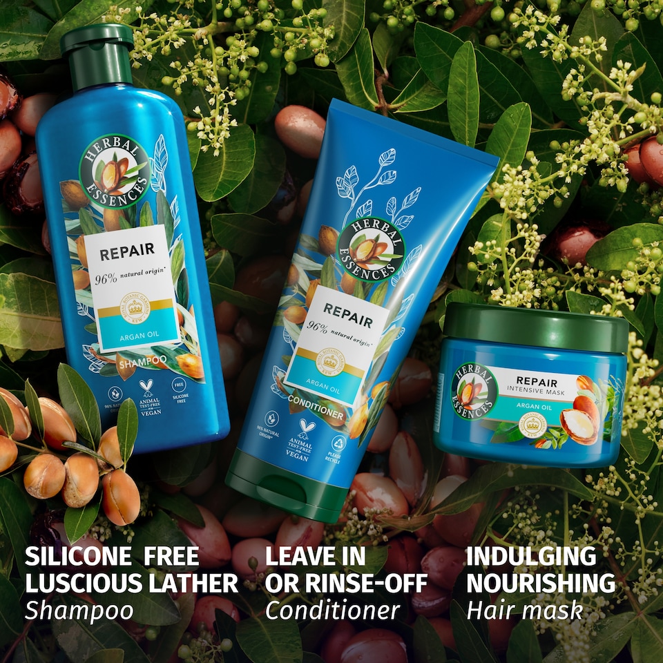 image 1 of Herbal Essences Argan Oil Repair Hair Mask 500ml to Intensely Nourish Damaged Hair