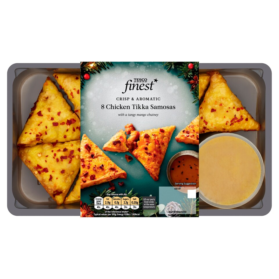 Tesco Finest 8 Chicken Tikka Samosas 230G