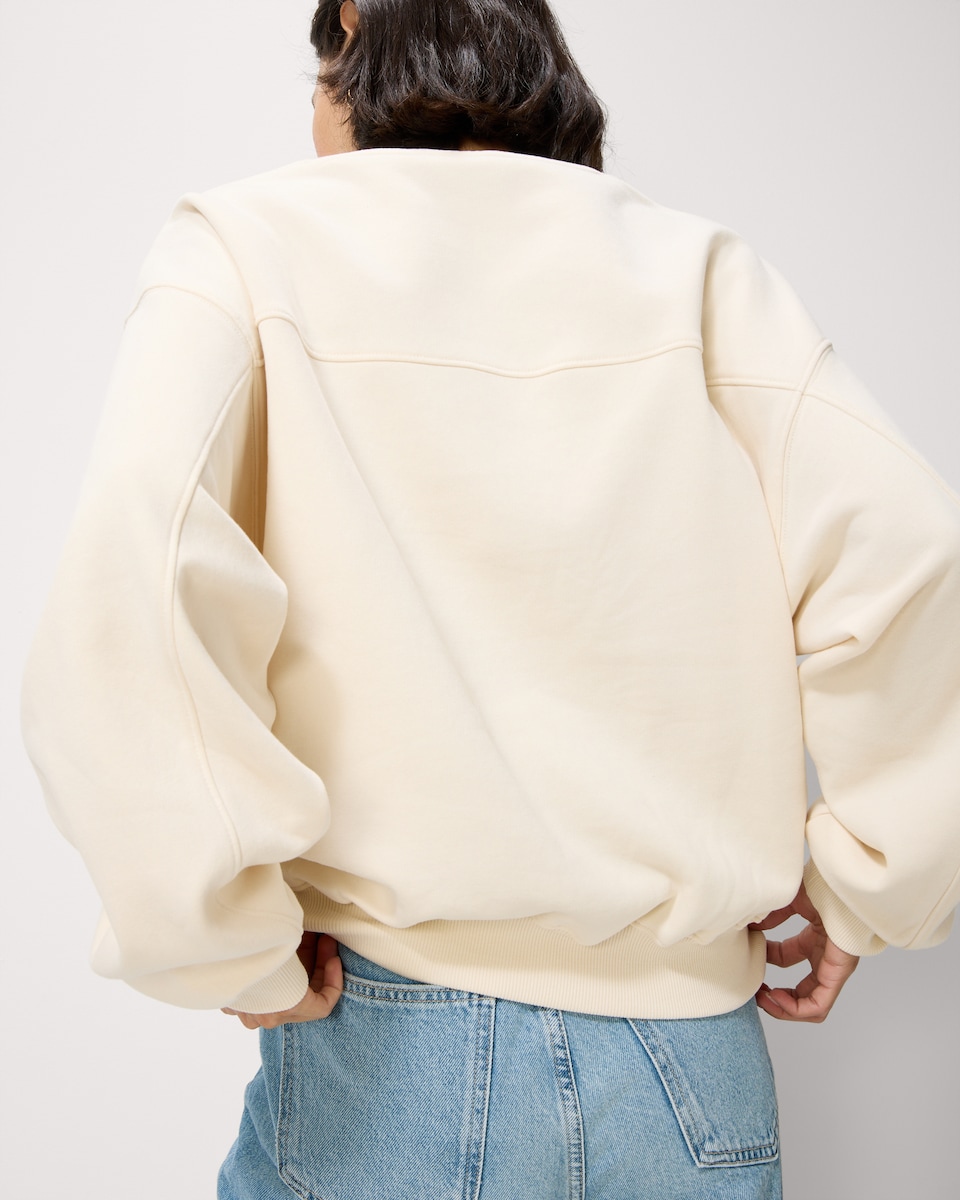 image 1 of F&F Cotton Rich Balloon Sleeved Sweatshirt in Cream
