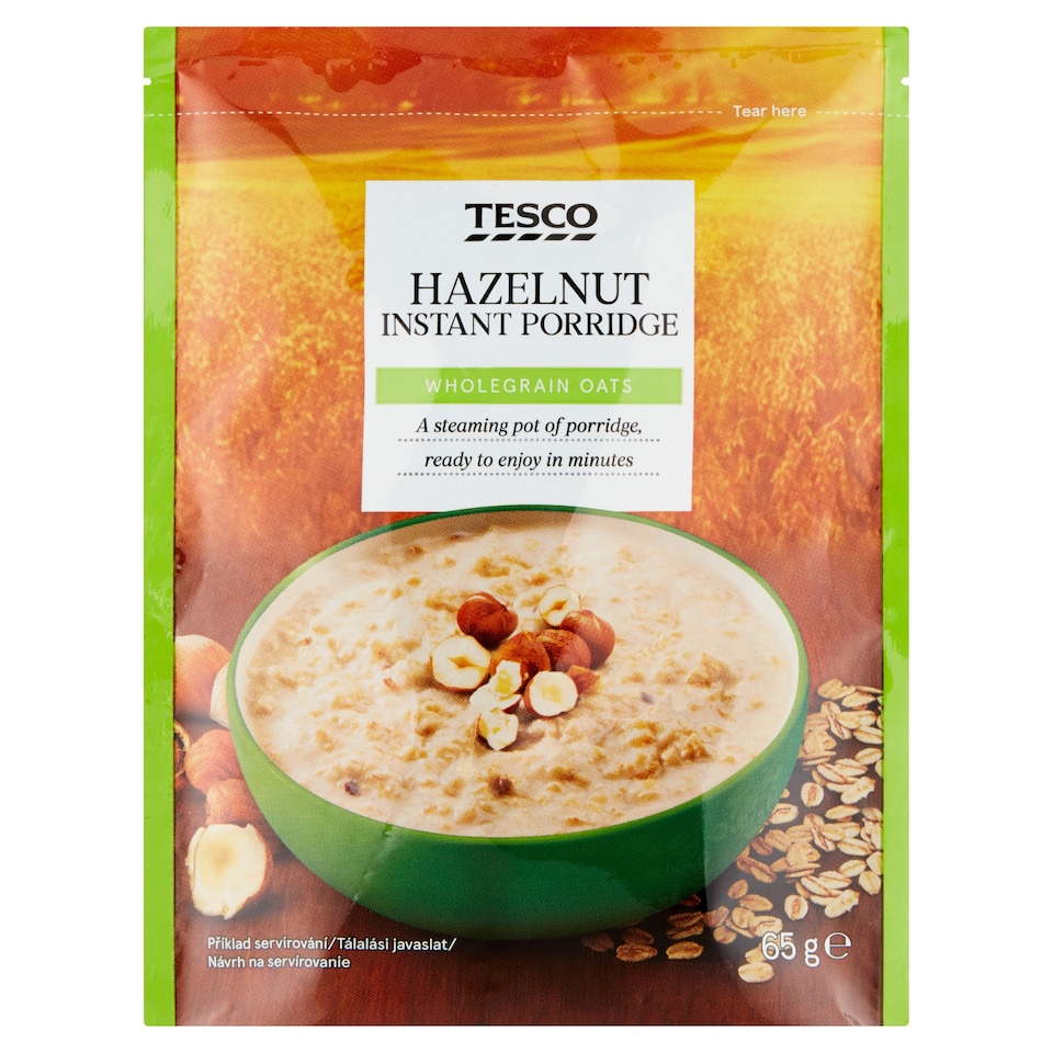 Tesco instant keverék zabpehellyel és törökmogyoróval, zabkása készítéséhez 65 g