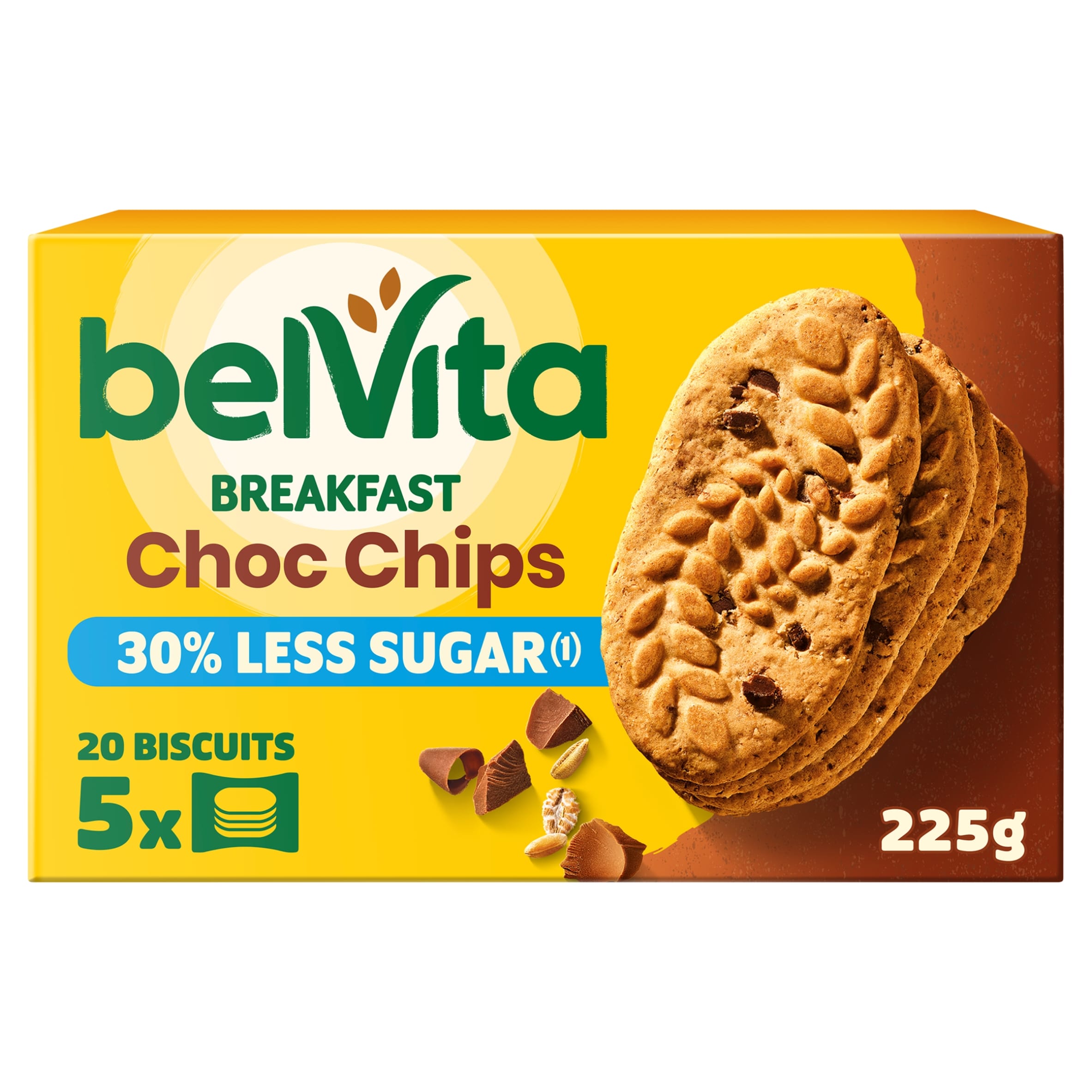 Belvita Cocoa Chocolate Chip Cereal Biscuit Snack Bars Pack 5 x 45g