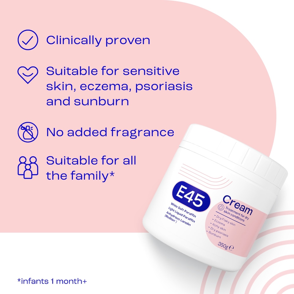 image 1 of E45 Moisturiser Body Cream for Dry Skin & Eczema 350g