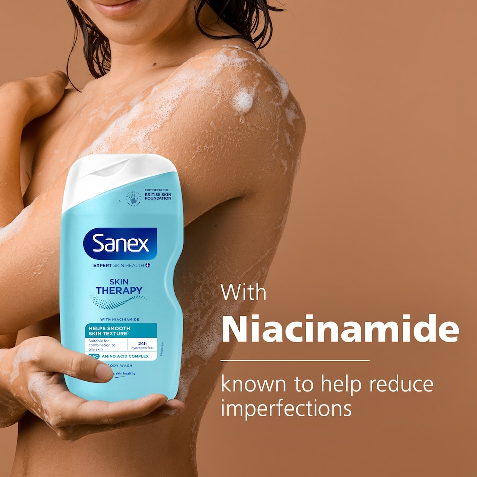 image 1 of Sanex Expert Skin Health + Skin Therapy Smooth Skin Texture Shower Gel Body Wash 450ml