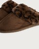 image 3 of F&F Leopard Print Faux Fur Trim Mule Slippers in Brown
