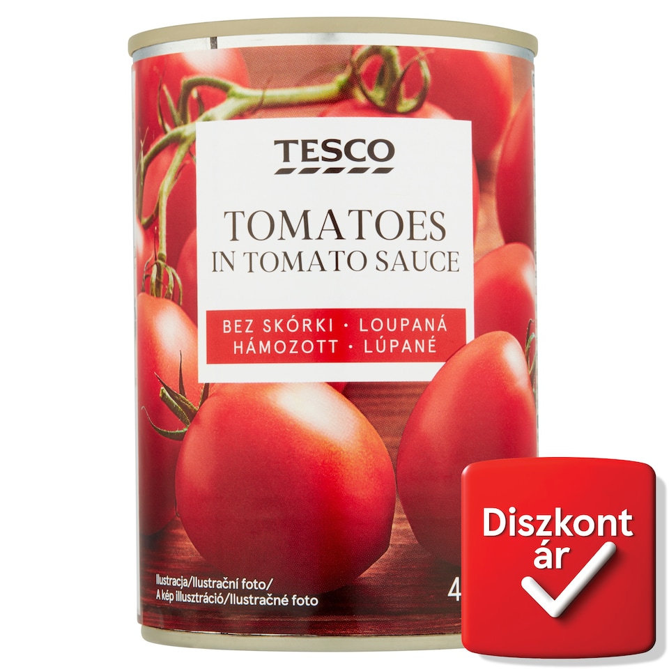 Tesco hámozott, egész paradicsom paradicsomszószban 400 g