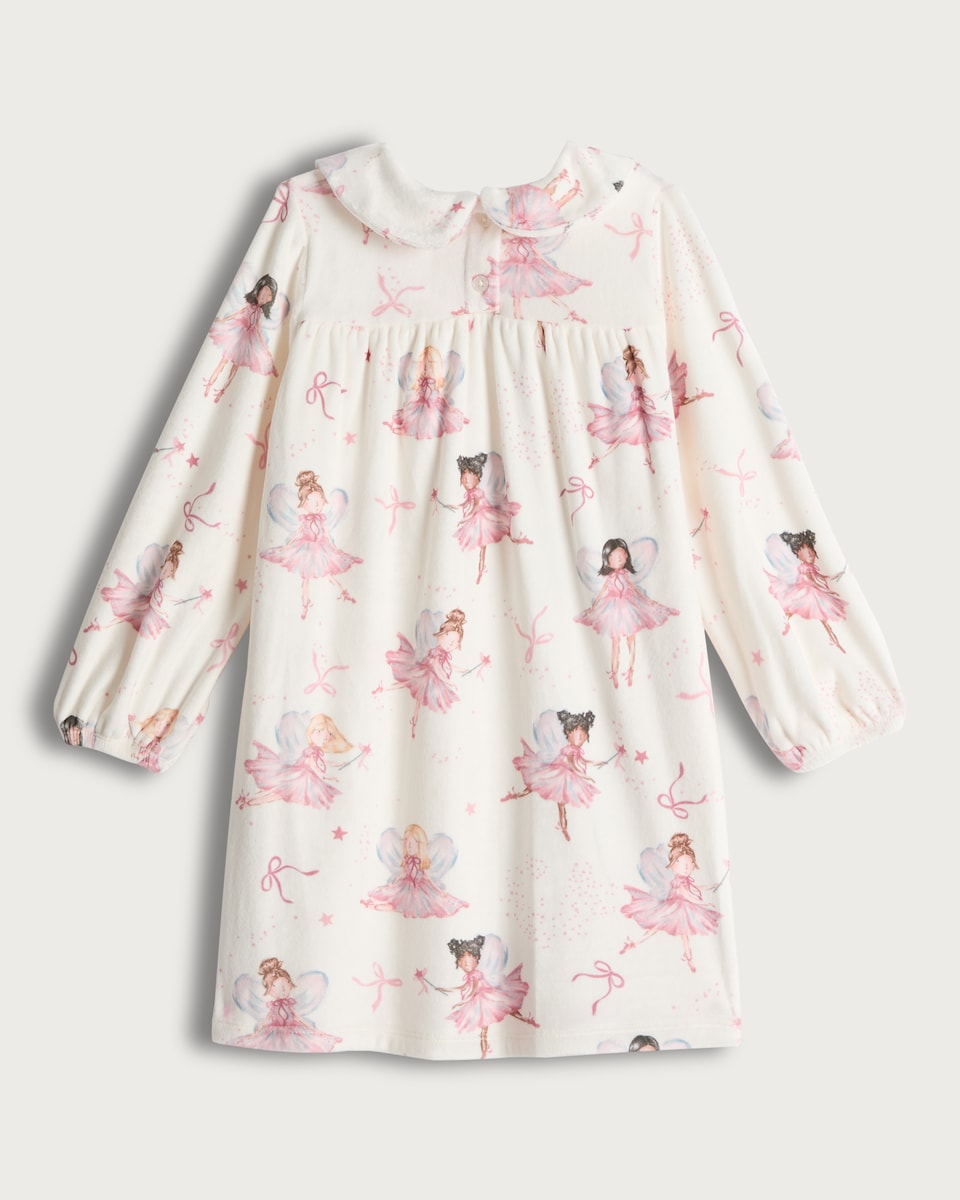 image 1 of F&F Girls 2-Pack Minky Fairy Print Nighties in Light Nude