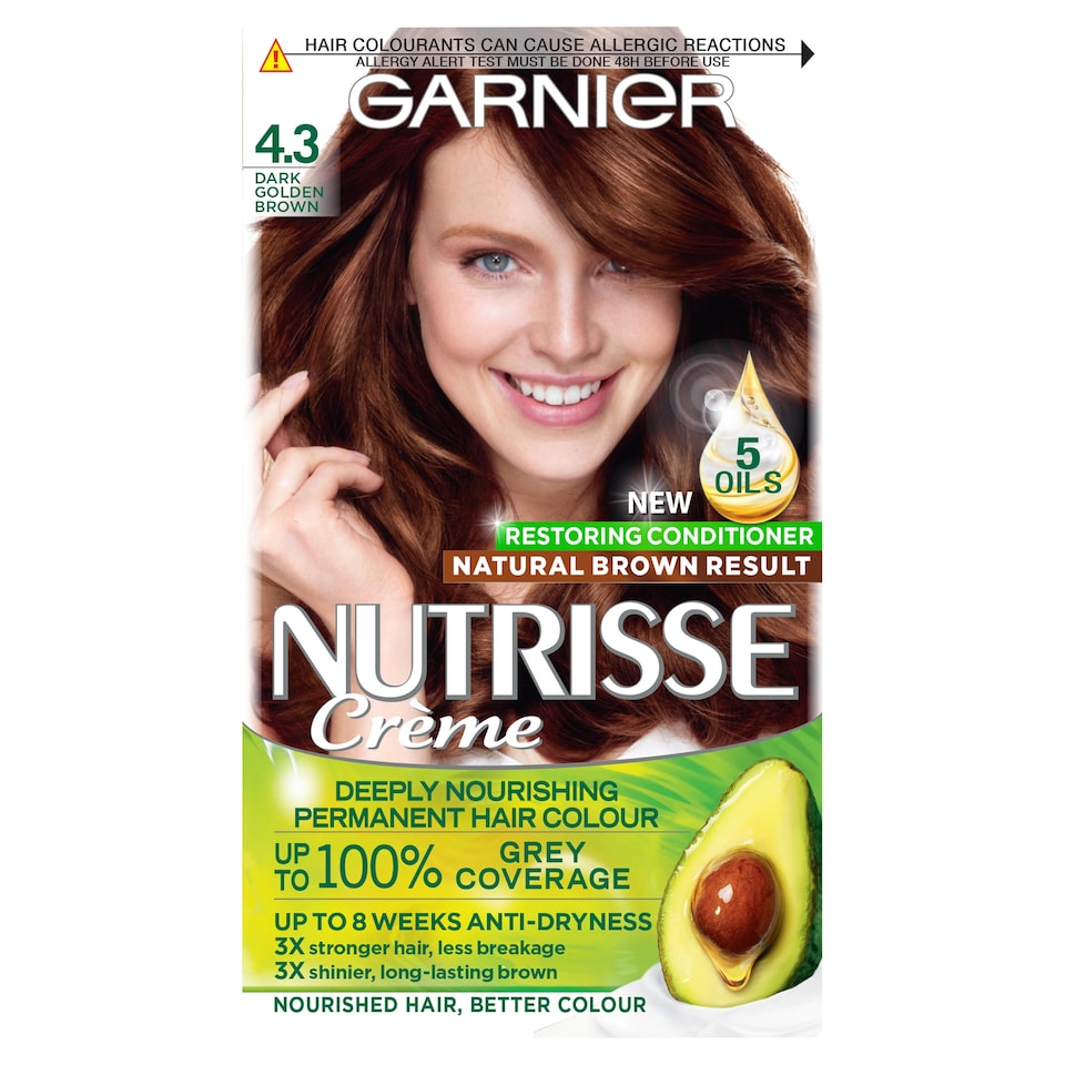 image 1 of Garnier Nutrisse Creme Permanent Hair Colour - Dark Golden Brown 4.3