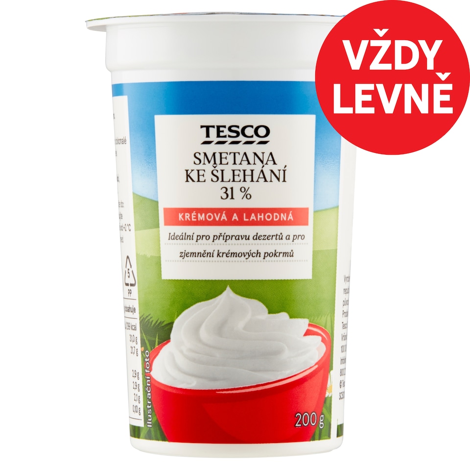 Tesco Smetana ke šlehání 31 % 200g
