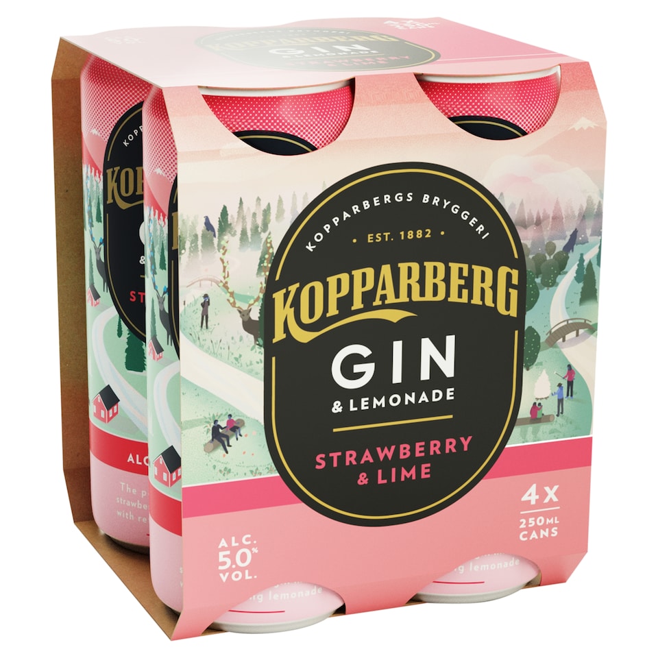 Kopparberg Gin And Lmade Strawberry And Lime 4 X 250Ml