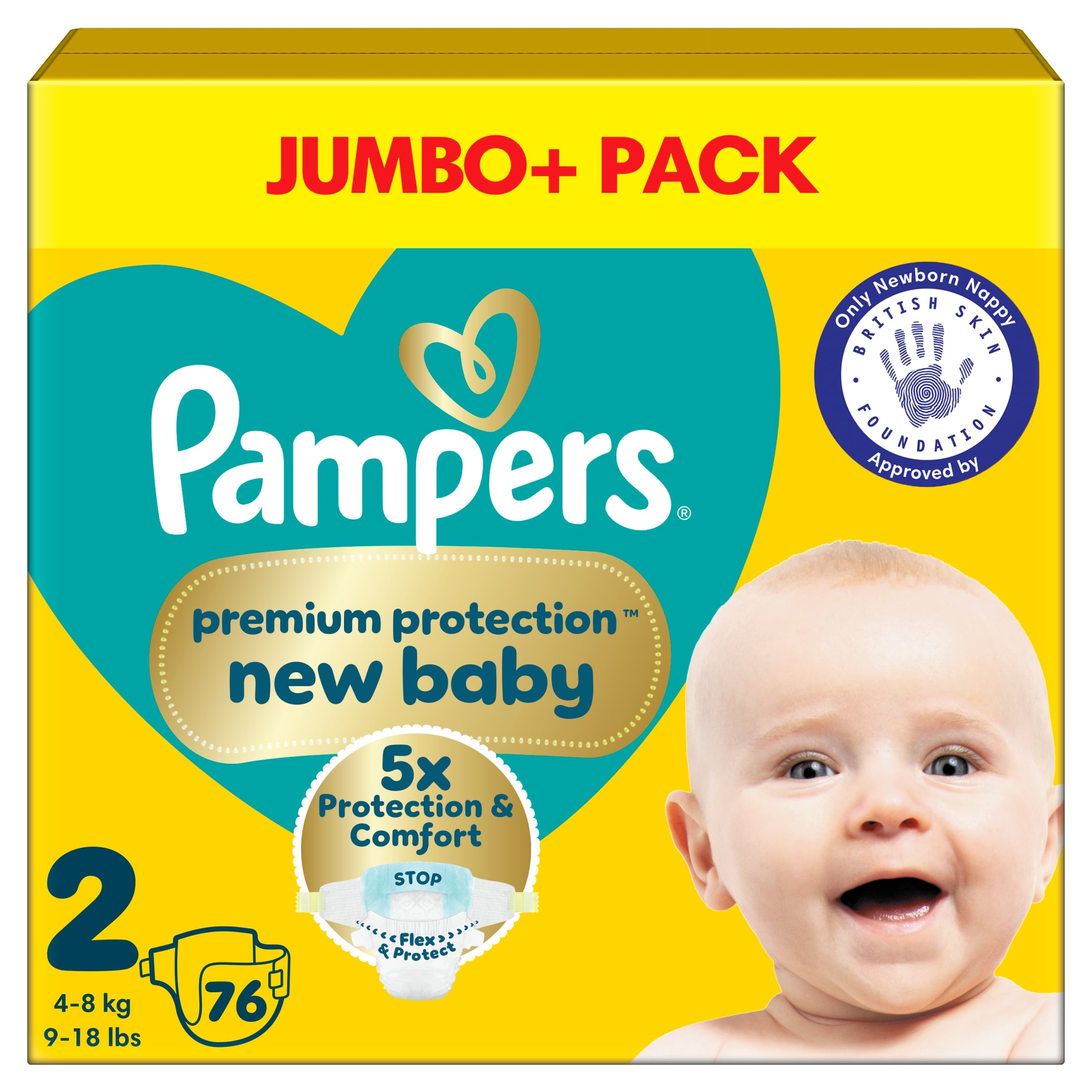 Pampers New Baby Size 2 76 Nappies Jumbo+ Pack