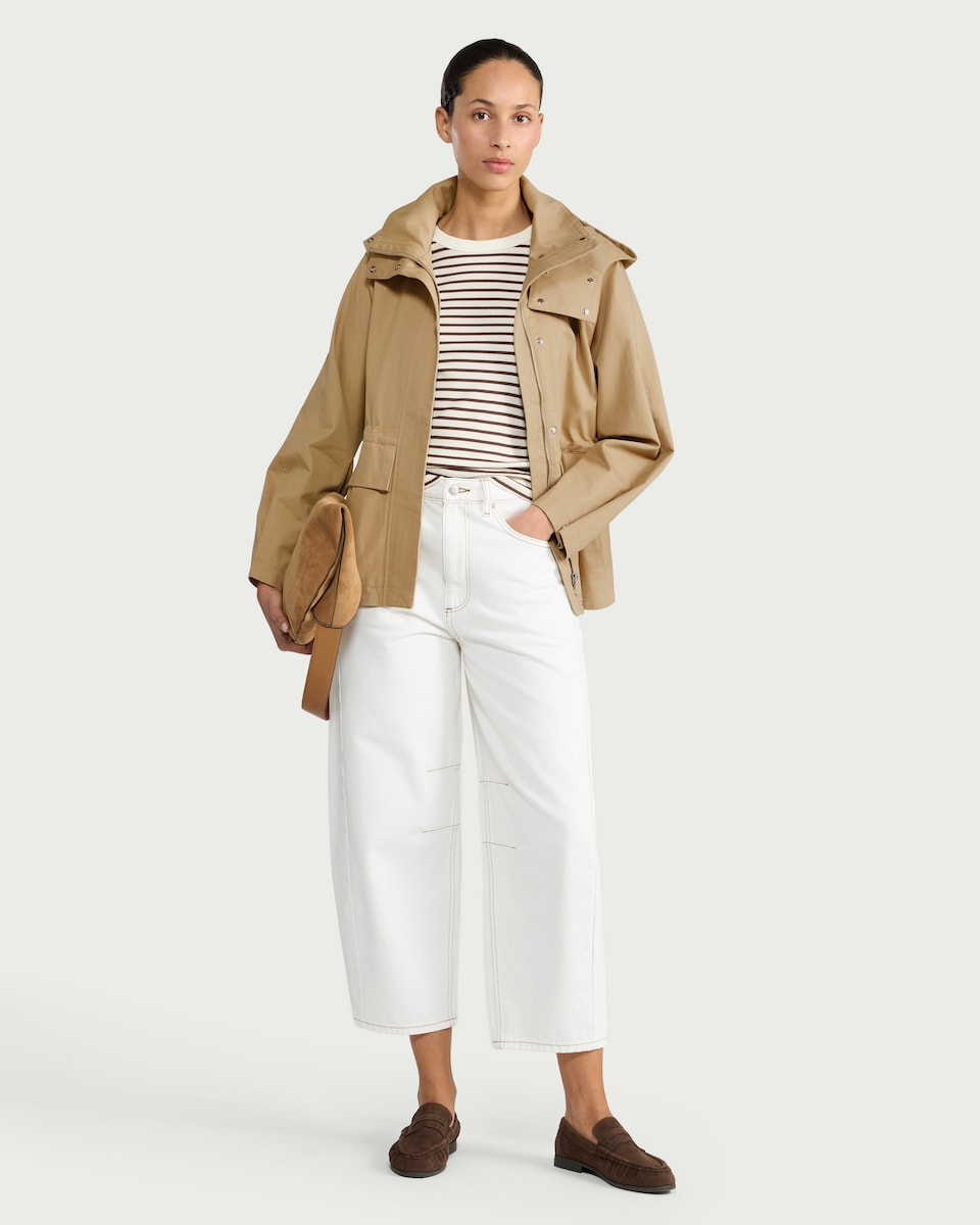 image 1 of F&F Pure Cotton Oversized Hooded Jacket in Neutral